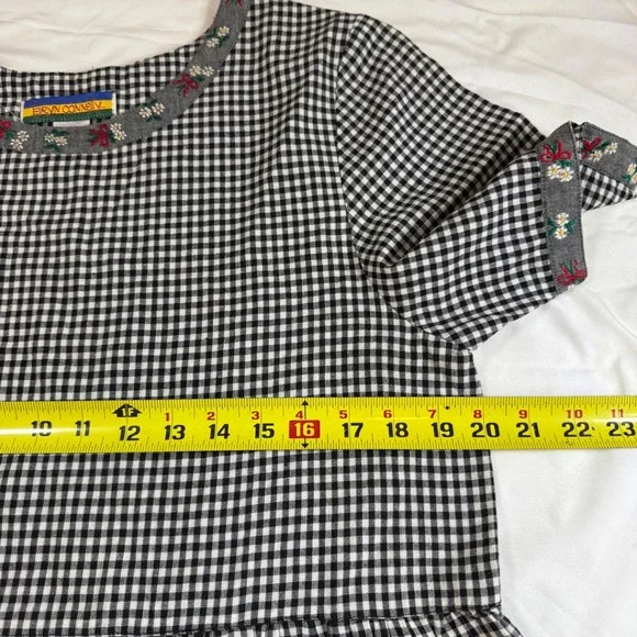 Vintage Bryn Connelly Gingham Embroidered Cotton Midi Dress M Cottagecore Boho - Picture 4 of 7